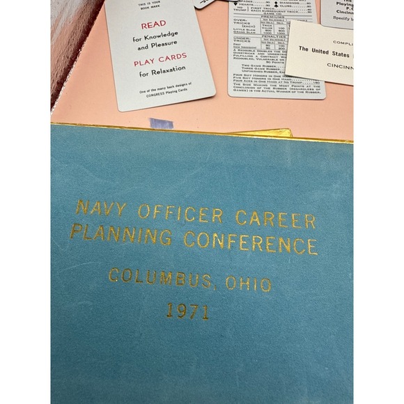 Vintage‎ Congress Bridge Card Set Needlepoint US Naval Officer Meeting Set - Picture 6 of 10